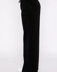 Solid Drawstring Waist Wide Leg Pants