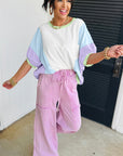 Purple Colorblock Patchwork Oversized T Shirt