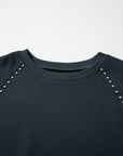 Plus Size Solid Ribbed Edge Studded Mineral Wash Top
