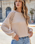 Ava Sleeve Textured Pullover Long Sleeve Top