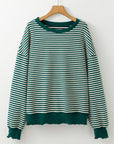 Angie Stripe Loose Drop Shoulder Long Sleeve Top