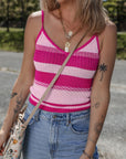 Stripe Spaghetti Strap V-Neck Tank Top