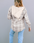 Plaid Removable Hood Buttoned Shacket
