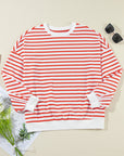 Stripe Drop Shoulder Crewneck Sweatshirt