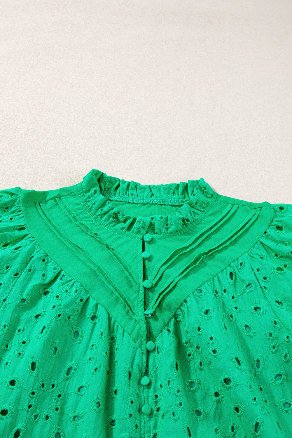 Eyelet Embroidered Puff Sleeve Blouse
