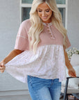 Legacy Waffle Floral Exposed Seam Top