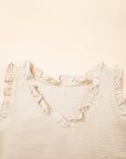 Textured Frilled Trim Sleeveless Top