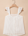 Lace Crochet Ruffle Buttoned Tank Top