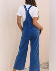 Elodie Knotted Strap Wide Leg Denim Overalls