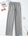 Solid Fleece-Lined Drawstring Waist Pants