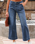 Denim High Rise Cropped Wide Leg Jeans