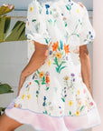 Floral Stripe Patchwork Short Sleeve Dress