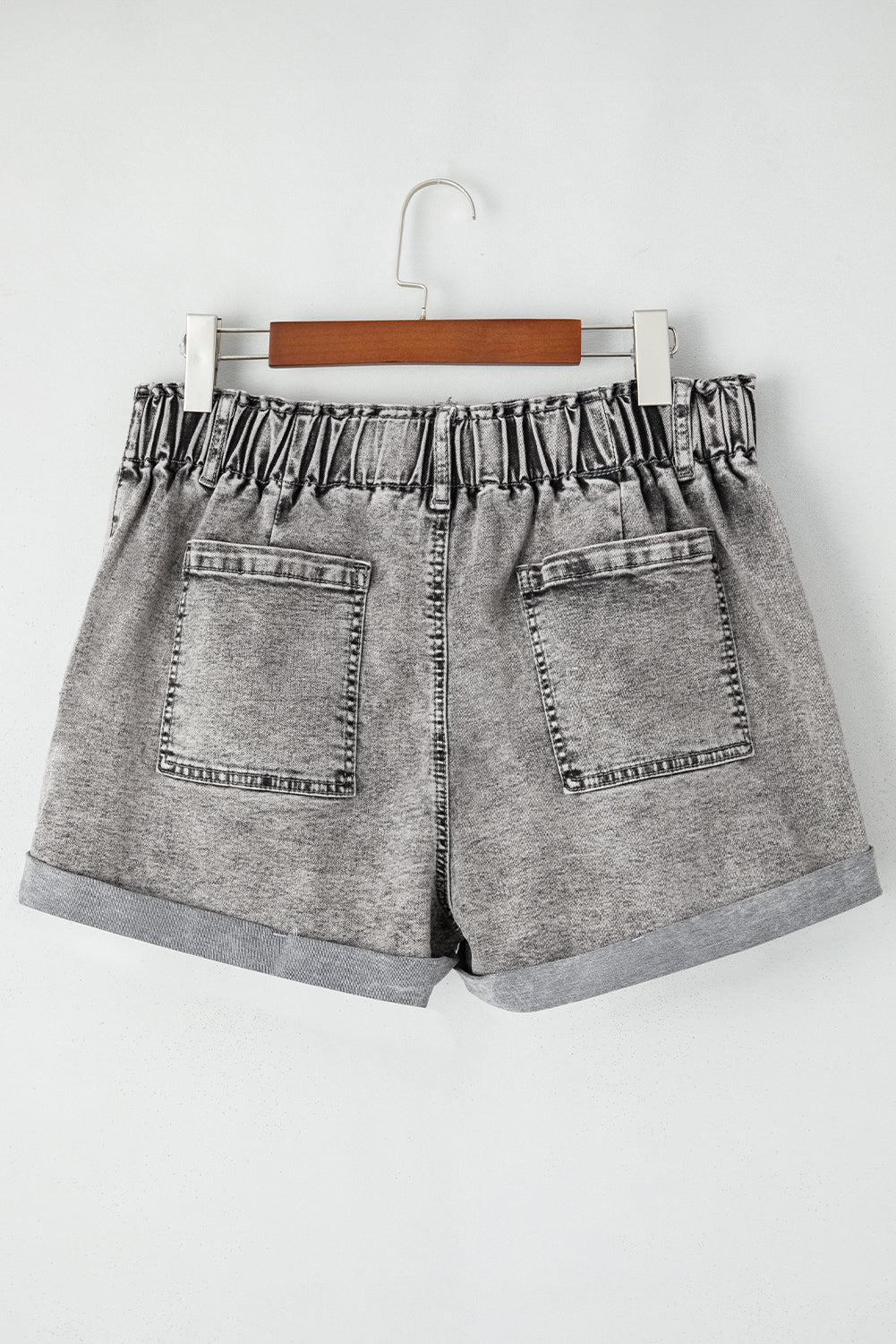 Blaire Zipped Light Wash Cuffed Edge Denim Shorts