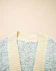 Colorblock Open Front Pocketed Cardigan