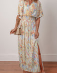 Boho Geometric V-Neck Maxi Dress