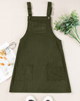Solid Corduroy Front Pocket Sleeveless Overall Dress