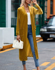 Velvet Open-Front Pocketed Cardigan