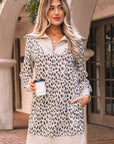 Leopard Patchwork Zip-Up Collar Mini Dress