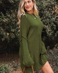 Solid Slouchy Drop Shoulder Sweater Dress