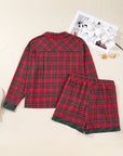 Plus Size Christmas Plaid Shirt and Shorts Pajama Set