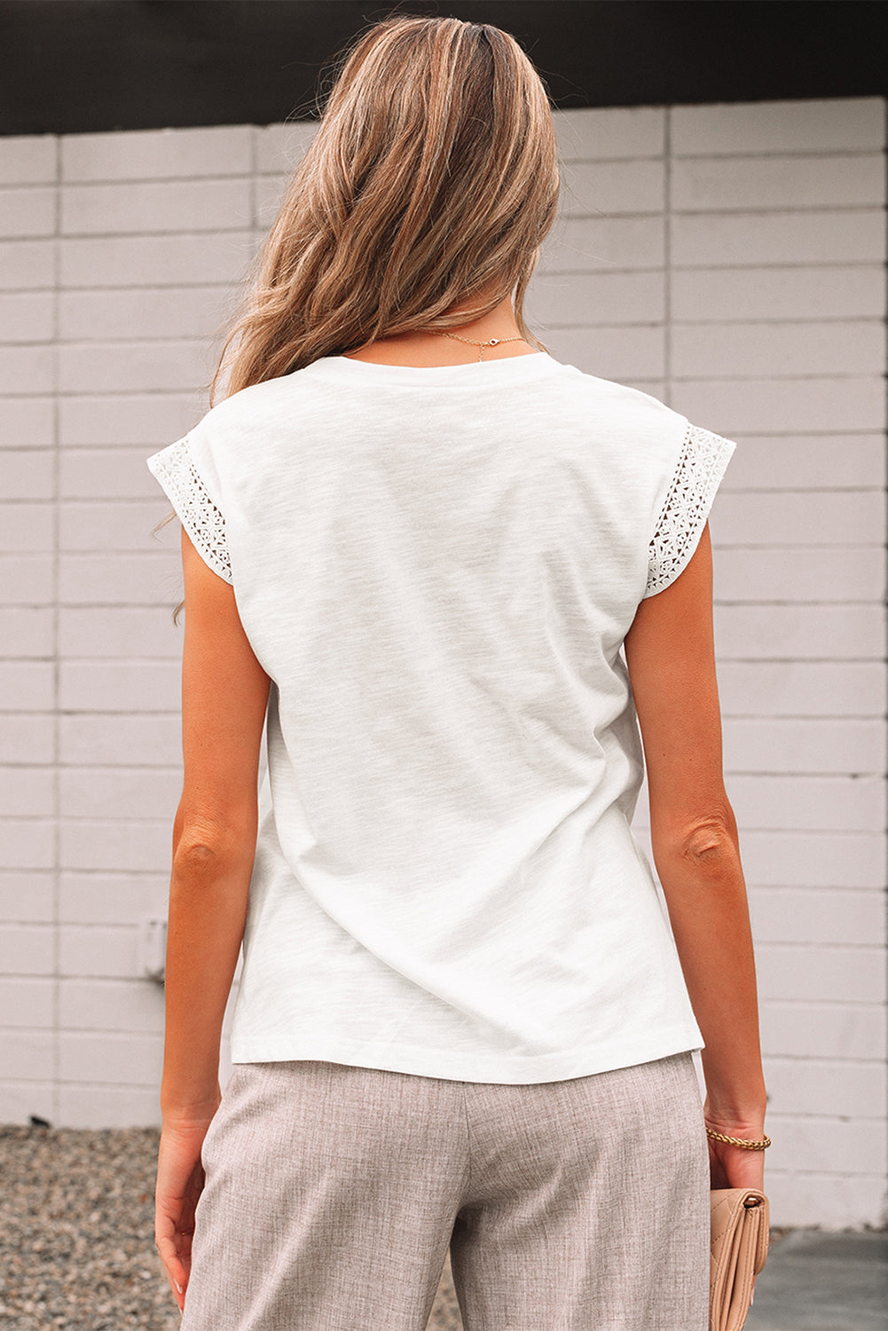 Lace Patchwork Cap Sleeve T-Shirt