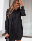 Rowan Solid Bishop Sleeve Pleated Mini Dress