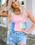 Haley Striped Tied Shoulder Tank Top
