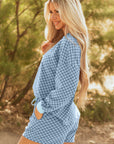 Checker Long Sleeve Pullover and Shorts Set