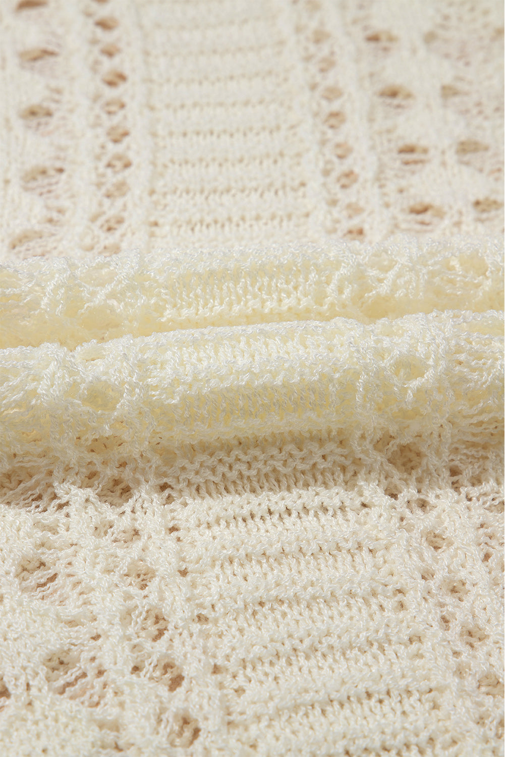 Hollow Out Knit 3/4 Drop Shoulder Sweater