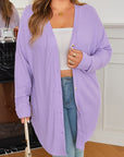 Plus Size Solid Waffle Knit Button-Front Cardigan