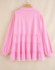 Plus Size Solid Ruffle Tiered Ribbed Crewneck Top