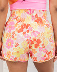 Floral Shirred High Waist Shorts