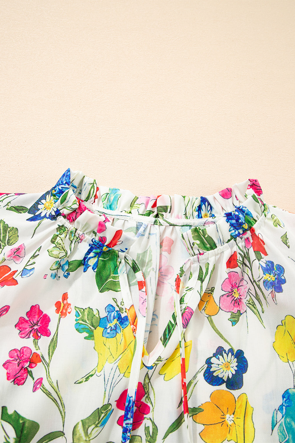 Floral Ruffle Tiered Sleeve Blouse