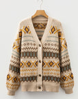 Western Knit Buttoned V-Neck Cardigan Sweater