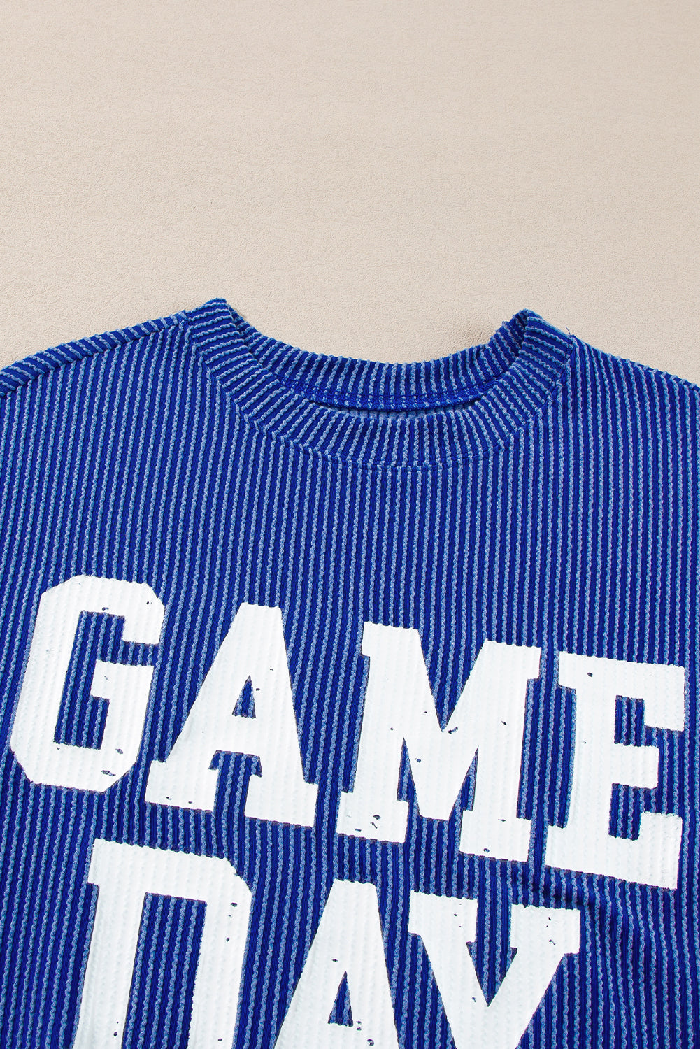 GAME DAY Textured Long Sleeve Crewneck Top