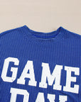 GAME DAY Textured Long Sleeve Crewneck Top