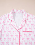 Bow Shirt and Pants Pajama Set