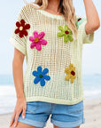 Floral Crochet Sweater T-Shirt