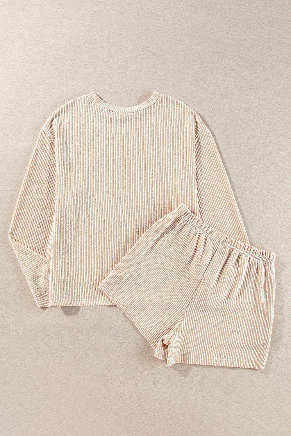 Corded Knit Long Sleeve Top and Shorts Set