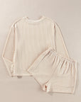 Corded Knit Long Sleeve Top and Shorts Set