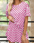 Checkerboard T Shirt and High Waist Skorts Set