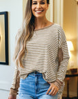 Stripe Thermal Knit Drop Shoulder Top