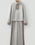 Stripe Patchwork Quarter-Zip Pullover and Pant Set