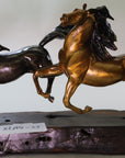 Limited Edition Two Galloping Horses Hand Painted Museum Quality Bronze Artwork