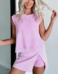 Playdate Mineral Wash Sleeveless Top and Split Skort Set