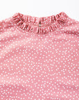 Marlowe Polka Dots Ruffle Flutter Sleeve Frilled Neck Blouse