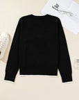 Bow Contrast Trim Long Sleeve Cropped Christmas Sweater