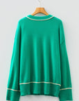 Colorblock Contrast Trim Drop Shoulder Baggy Sweater