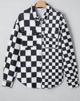 Checker Flap Pocket Button Front Shacket