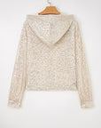 Stella Stream Sequin Hooded Long Sleeve Top